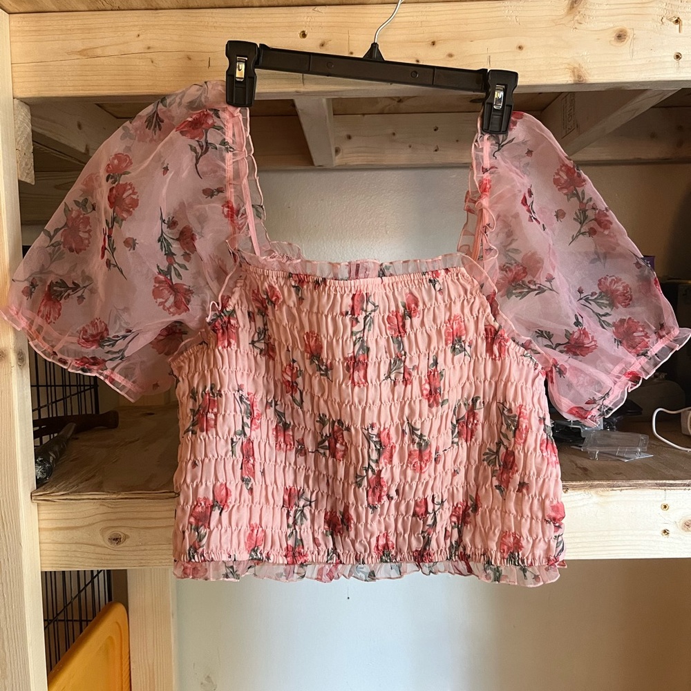 Forever 21 | sheer pink floral top 2XL - Picture 3 of 3
